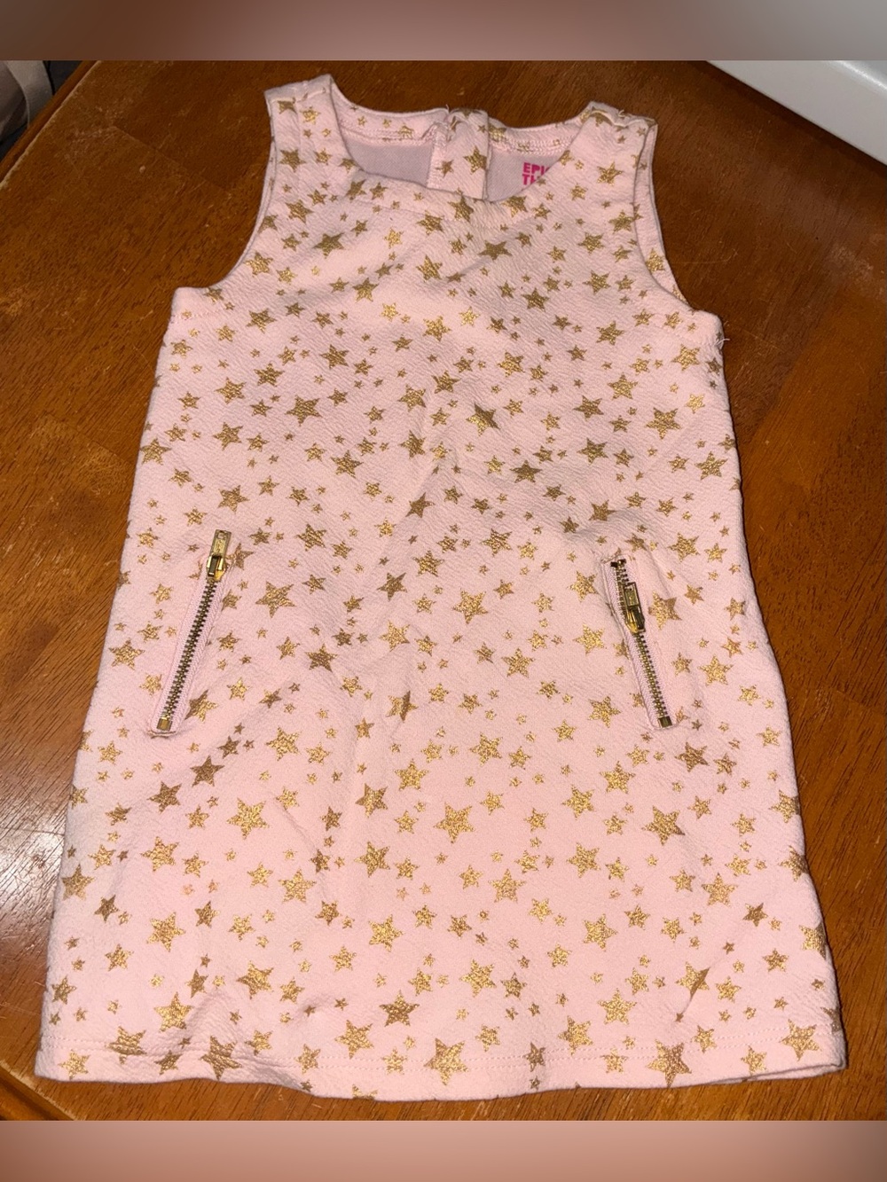 Epic Threads Pink Dress with Gold Star Print